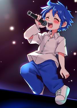 Anime Boy Singing on Stage