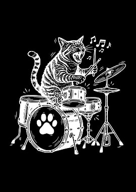 Funny Drumming Cat Music