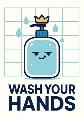 Wash Your Hands Cartoon Illustration