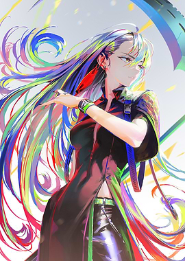 Colorful Girl with Long Hair