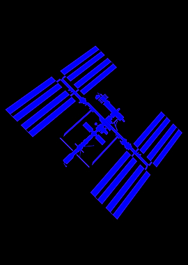 International Space Station Blue Silhouette