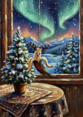 Christmas Banana Reindeer Ornament Painting