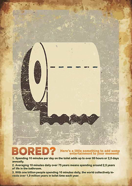 Bored Funny Toilet Poster