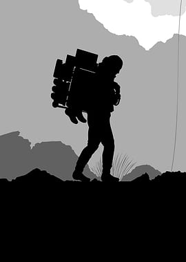 Silhouette of a Hiker with Backpack