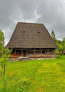 Traditional Wooden House in Rural Setting
