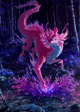 Pink Dragon in Enchanted Forest