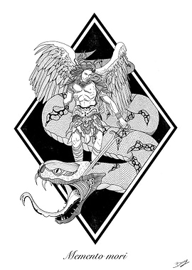 Angel Miguel and Black snake and White Art