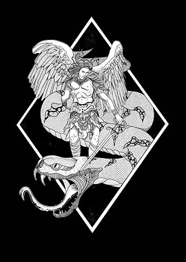 Angel and Snake Black and White