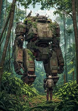 Overgrown Robot in Jungle Encounter