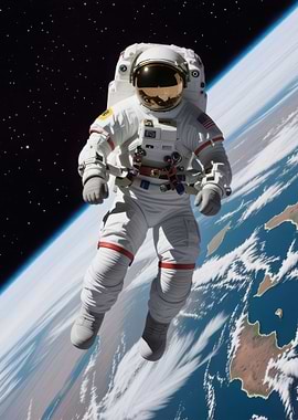 Astronaut in Space Above Earth