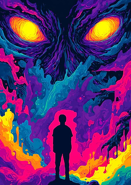 Abstract Monster with Glowing Eyes