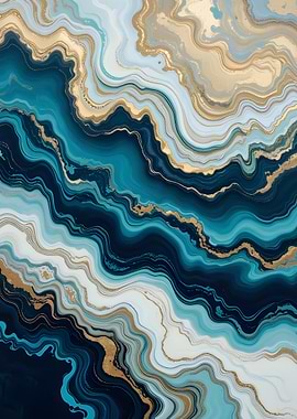 Abstract Blue and Gold Marble Texture