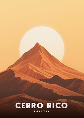 Cerro Rico, Bolivia Mountain Landscape Art