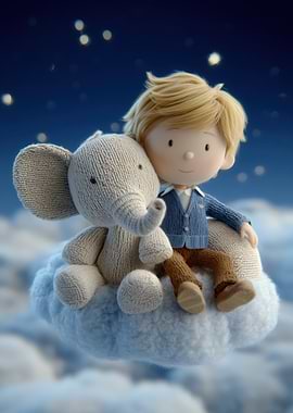 Boy and Elephant on Cloud