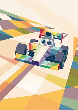 Cartoon Race Car Pixel Art