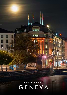 Geneva, Switzerland at Night