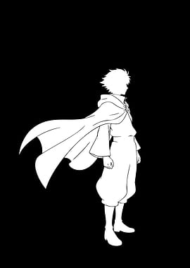 Anime Character Silhouette with Cape