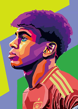 Pop Art Portrait of Soccer Player Lamine Yamal