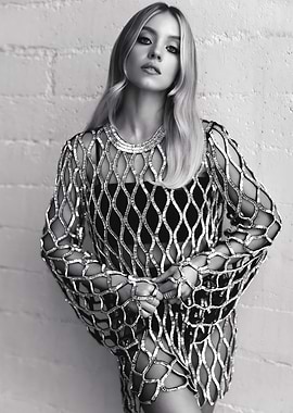 Sydney Sweeney in Silver Mesh Dress