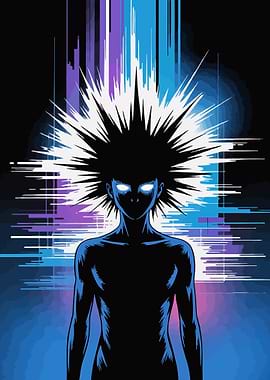 Stylized Figure with Spiky Hair