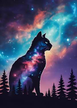 Cosmic Cat Silhouette
