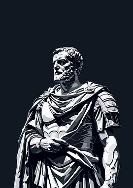 Roman Emperor Statue in Black and White