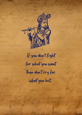 Krishna Inspirational Quote on Parchment