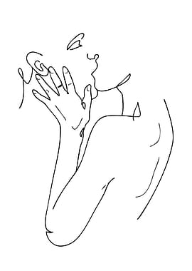 Minimalist Line Art Couple Kissing