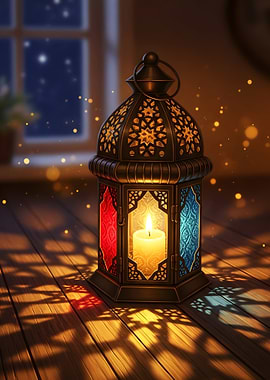 Ornate Lantern with Candlelight