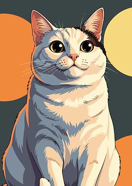 Cat Portrait with Circles