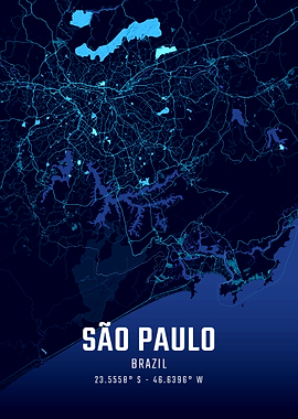 São Paulo Midnight City Map