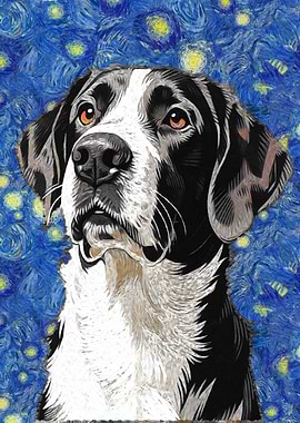Dog Portrait in Starry Night Style