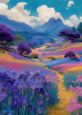 Colorful Floral Landscape Painting
