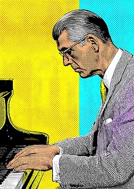 Man Playing Piano Pop Art