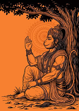 Hanuman under the tree
