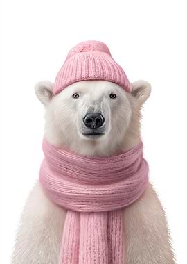 Polar Bear in Pink Winter Gear
