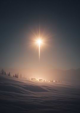 Star of Bethlehem Over Snowy Hills