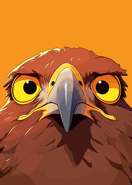 Eagle Portrait Illustration on Orange Background
