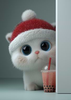 Cute Cat with Boba Tea