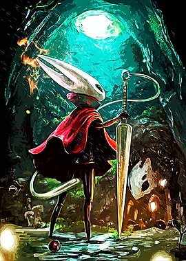 Hornet from Hollow Knight in Rain