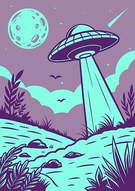 UFO Landing on an Alien Planet