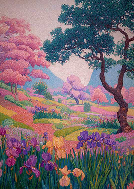 Colorful Floral Landscape Painting