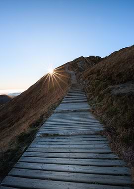 Puy de Sancy. Mountain Path at Sunrise