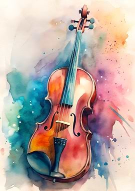 Watercolor Violin Art