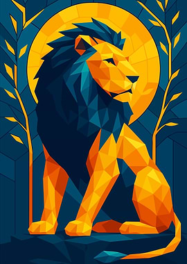 Geometric Lion Art