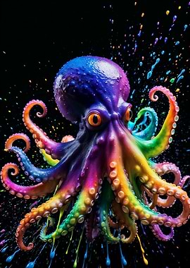 Color Splash Polypus Octopus