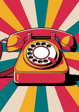 Retro Rotary Phone Pop Art