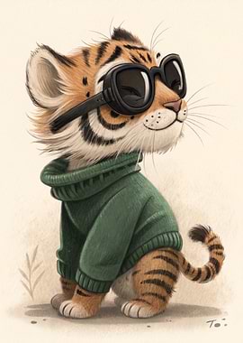 Cool Tiger Cub with Sunglasses