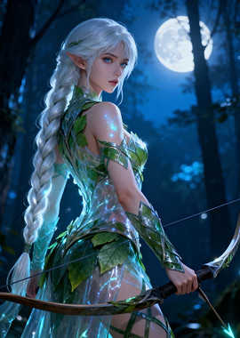 Elf Archer in Moonlight
