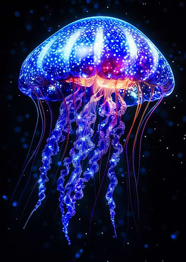 Glowing Jellyfish in Dark Water